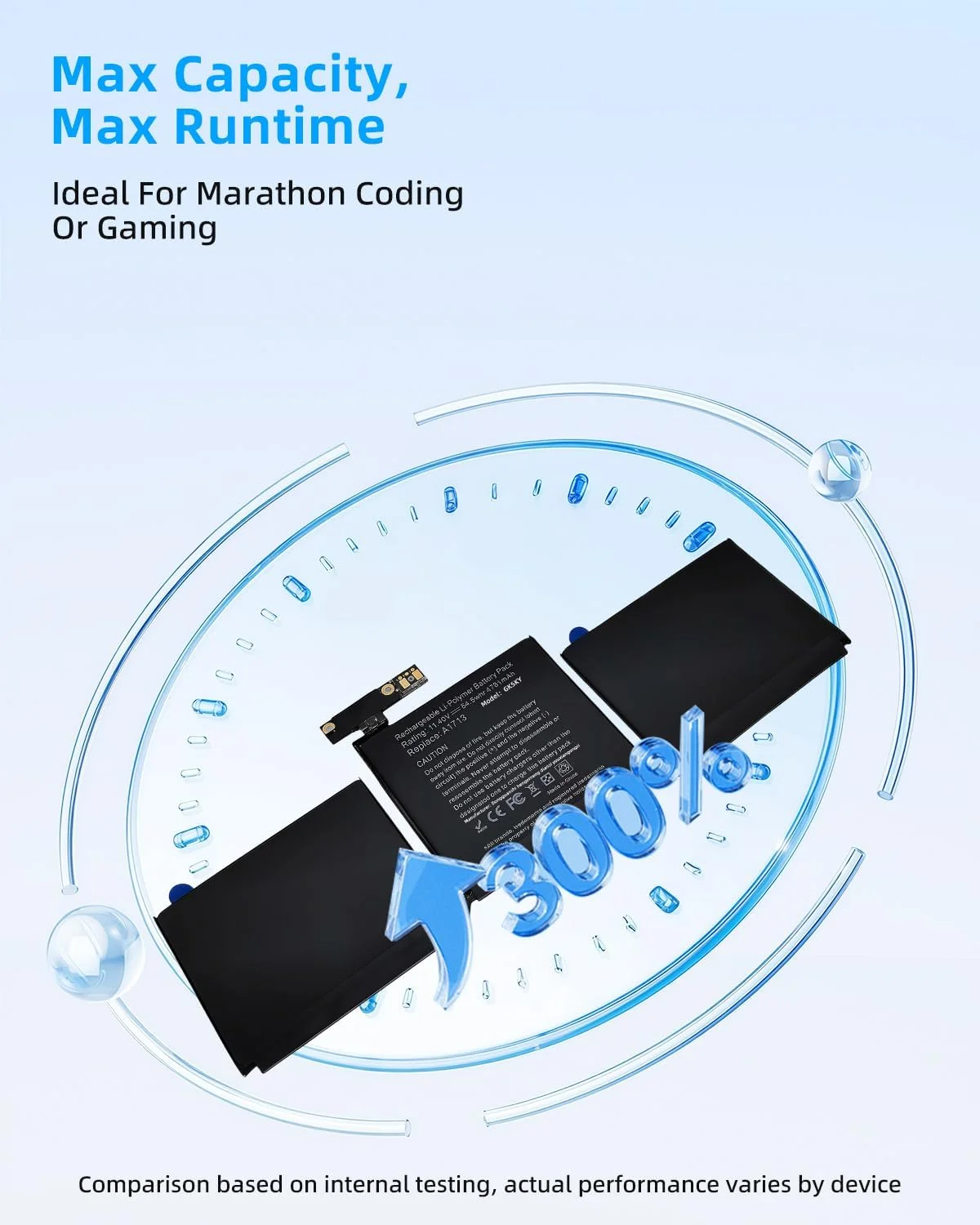 باتری جایگزین 54.5Wh A1713 A1708 برای مک بوک پرو 13 اینچی A1708 (اواخر 2016، اواسط 2017) - 11.40 ولت با عملکرد بالا
