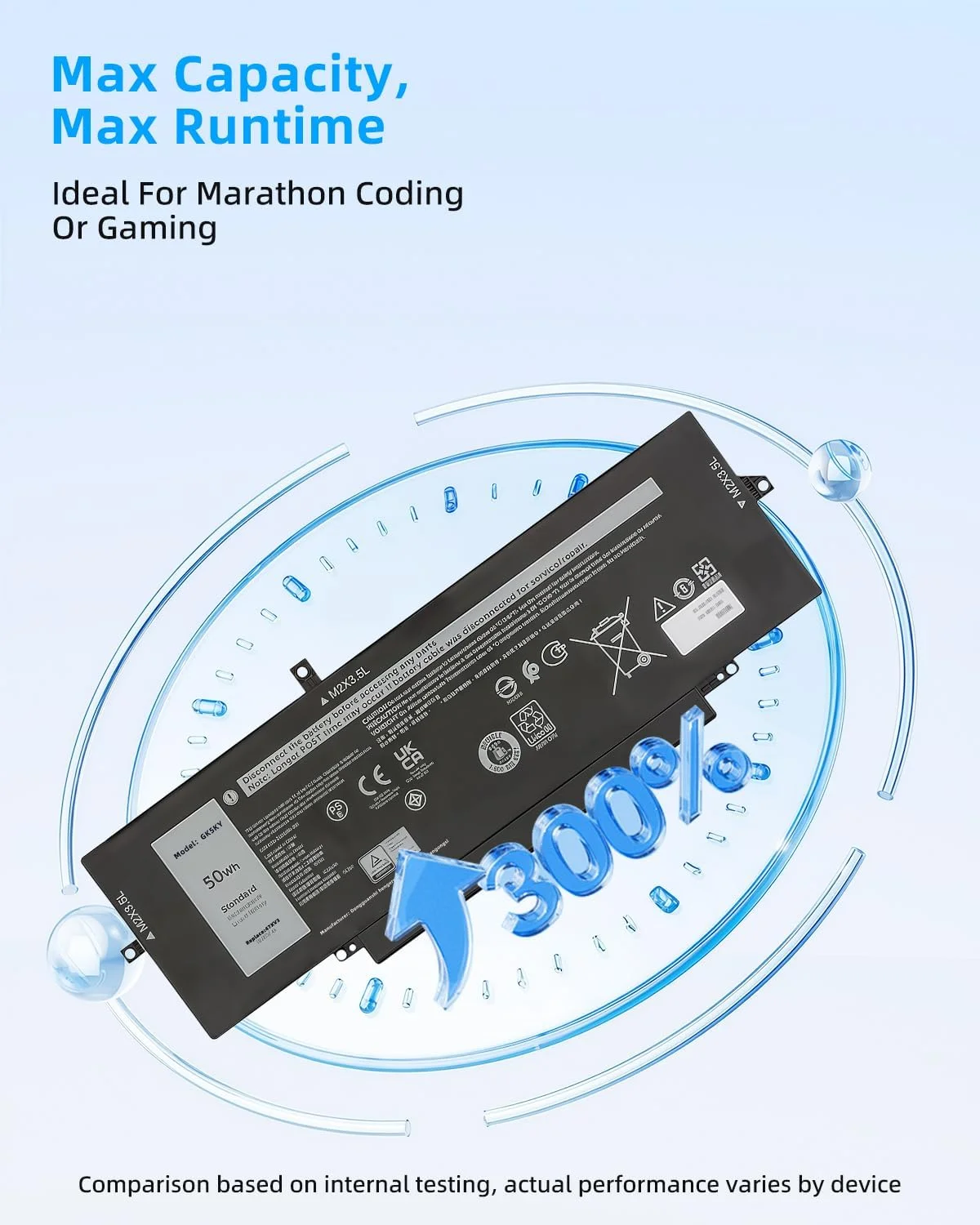 باتری لپ تاپ جایگزین 50Wh 47XV3 برای دل لتیتود 9330 و لتیتود 9330 سری 2 در 1 مدل 0GK1M0 GK1M0 با عملکرد بالا