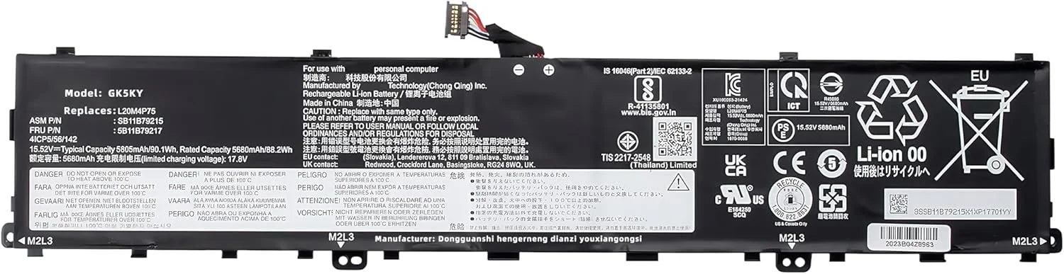 باتری 90.1Wh مدل L20M4P75 جایگزین برای لپتاپهای لنوو سری ThinkPad X1 Extreme P1 نسل 4 و 5، مدلهای L20D4P75 5M11E25313 5M11E25314 SB11B79215 SB11B79216 5B11B79217 5B11B79218 با عملکرد بالا باتری 90.1Wh مدل L20M4P75 جایگزین برای لپتاپهای لنوو سری ThinkPad X1 Extreme P1 نسل 4 و 5، مدلهای L20D4P75 5M11E25313 5M11E25314 SB11B79215 SB11B79216 5B11B79217 5B11B79218 با عملکرد بالا