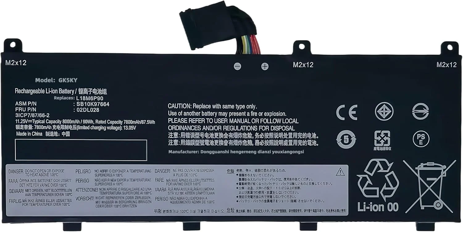 باتری لپ تاپ 90Wh L18M6P90 جایگزین برای لپ تاپ های سری Lenovo ThinkPad P53 مدل های 02DL028 5B10W13901 SB10K97664 L18C6P90 02DL029 5B10W13902 SB10K97665 با عملکرد بالا باتری لپ تاپ 90Wh L18M6P90 جایگزین برای لپ تاپ های سری Lenovo ThinkPad P53 مدل های 02DL028 5B10W13901 SB10K97664 L18C6P90 02DL029 5B10W13902 SB10K97665 با عملکرد بالا