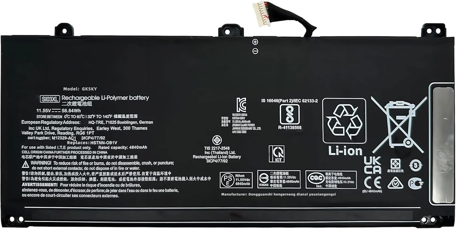 باتری لپ تاپ 58.84Wh SI03XL جایگزین برای HP برای Chromebook x360 14C-CC 14c-cc0000nb 14c-cc0013dx 14c-cc0047nr سری SI03058XL HSTNN-OB1V M12585-05 M12585-005 M12329-AC1 با عملکرد بالا باتری لپ تاپ 58.84Wh SI03XL جایگزین برای HP برای Chromebook x360 14C-CC 14c-cc0000nb 14c-cc0013dx 14c-cc0047nr سری SI03058XL HSTNN-OB1V M12585-05 M12585-005 M12329-AC1 با عملکرد بالا