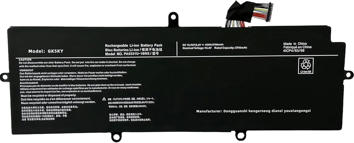 باتری لپ تاپ 42Wh PA5331U-1BRS 2700mAh 15.4V جایگزین برای توشیبا Dynabook Portege A30-E Terca A40-E X30L-G R30 R30-A R30-A-134 R30 R30-E-10K R30-E-10X Series PA5331U با عملکرد بالا