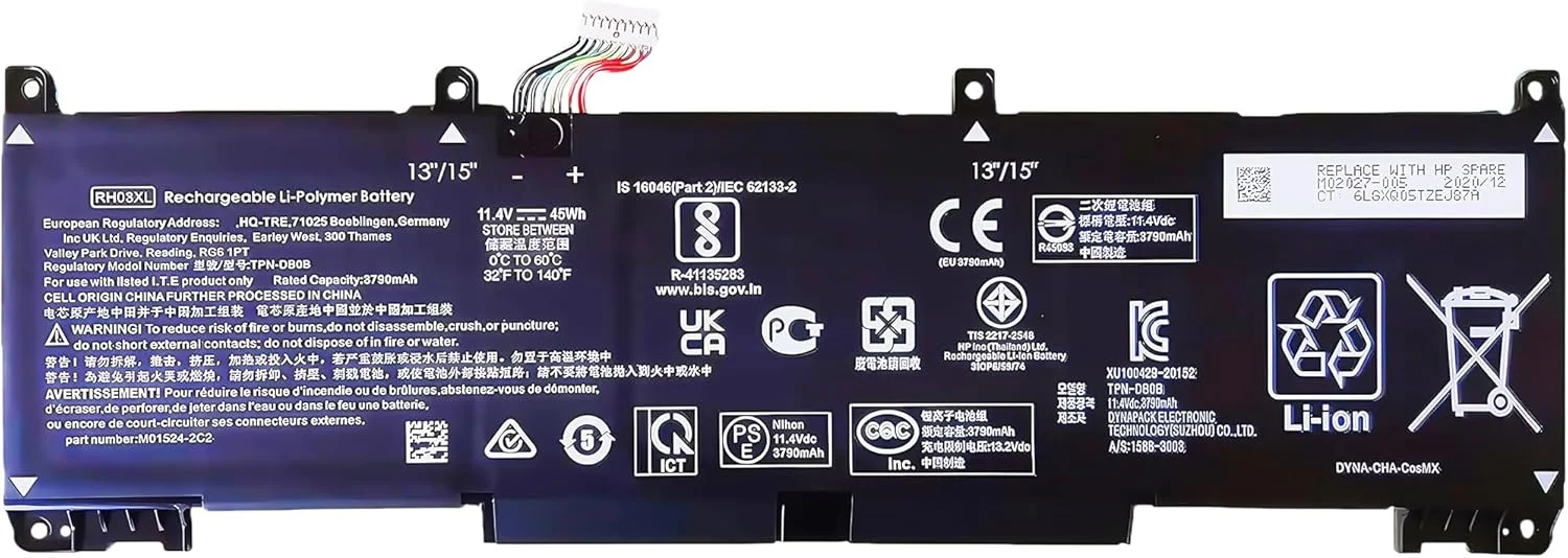 باتری لپ تاپ 45Wh RH03XL M02027-005 برای سری های HP ProBook 430 440 445 450 630 640 650 G8 مدل های HSTNN-IB9Q HSTNN-OB1T HSTNN-DB0B HSTNN-UB7X M01524-2B1 M01524-AC1 M01524-1D1، 11.4 ولت، عملکرد بالا