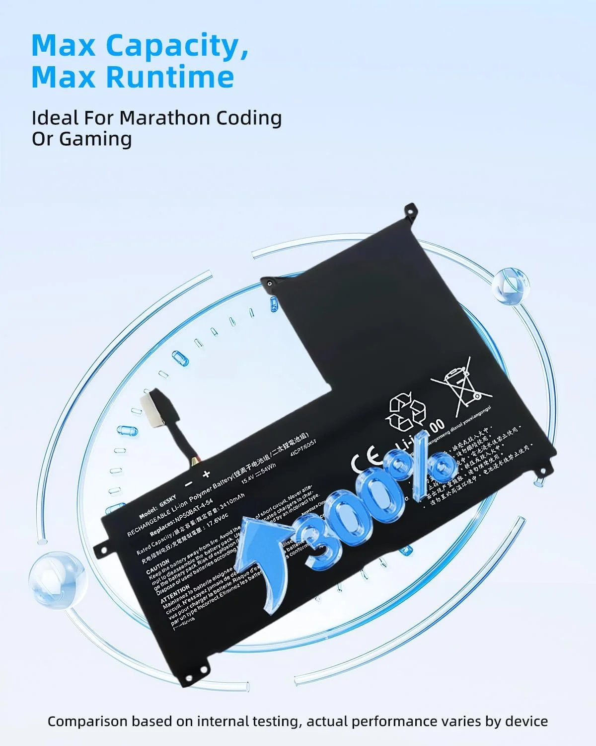 باتری لپ تاپ 54Wh NP50BAT-4-54 6-87-NPSKS-53G00 برای Clevo NP70 X17 AT22 G7 KE XMG Focus 16 X15 at 4ICP7/60/57 با عملکرد بالا