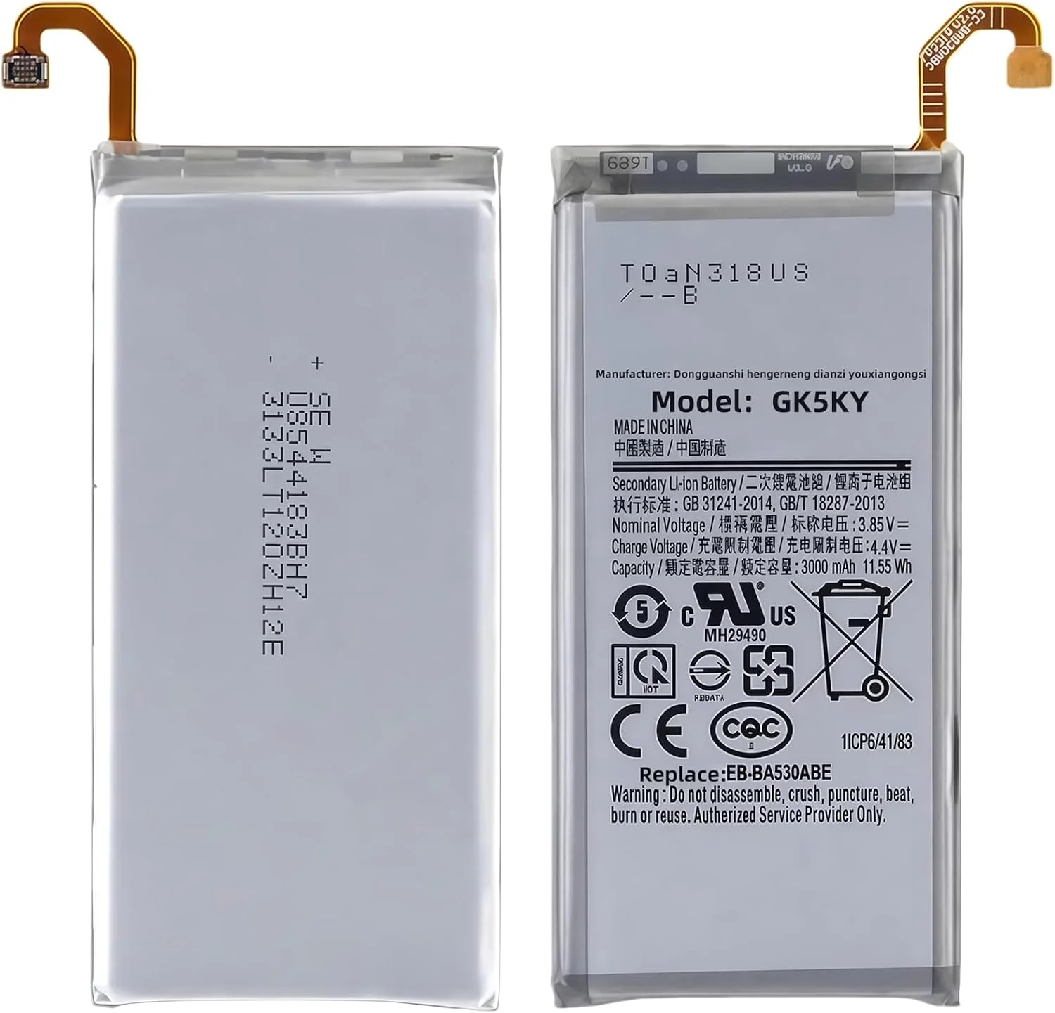 باتری جایگزین EB-BA530ABE با ظرفیت 13.2wh 4.4V 3000mAh سازگار با گوشی سامسونگ گلکسی A8 2018 (A530) A530 SM-A530F با عملکرد بالا باتری جایگزین EB-BA530ABE با ظرفیت 13.2wh 4.4V 3000mAh سازگار با گوشی سامسونگ گلکسی A8 2018 (A530) A530 SM-A530F با عملکرد بالا