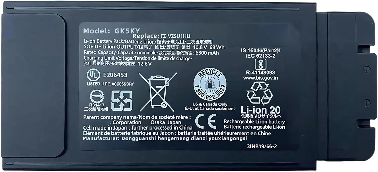 باتری لپ تاپ 68Wh FZ-VZSU1HU 6300mAh 10.8V جایگزین برای پاناسونیک Toughbook 55 FZ-55 Mk1 Series CF-VZSU1HU با عملکرد بالا باتری لپ تاپ 68Wh FZ-VZSU1HU 6300mAh 10.8V جایگزین برای پاناسونیک Toughbook 55 FZ-55 Mk1 Series CF-VZSU1HU با عملکرد بالا