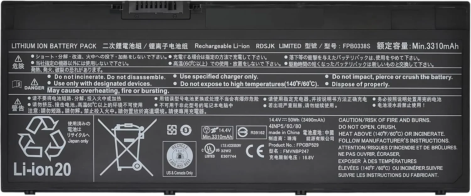 باتری لپ تاپ 50Wh FPB0338S FPCBP529 FPCBP531 FMVNBP247 FMVNBP248 برای فوجیتسو LifeBook T937 T938 T939 E548 E549 E558 E559 U747 U748 U749 U757 U758 U759 14.4V 3490mAh با عملکرد بالا باتری لپ تاپ 50Wh FPB0338S FPCBP529 FPCBP531 FMVNBP247 FMVNBP248 برای فوجیتسو LifeBook T937 T938 T939 E548 E549 E558 E559 U747 U748 U749 U757 U758 U759 14.4V 3490mAh با عملکرد بالا