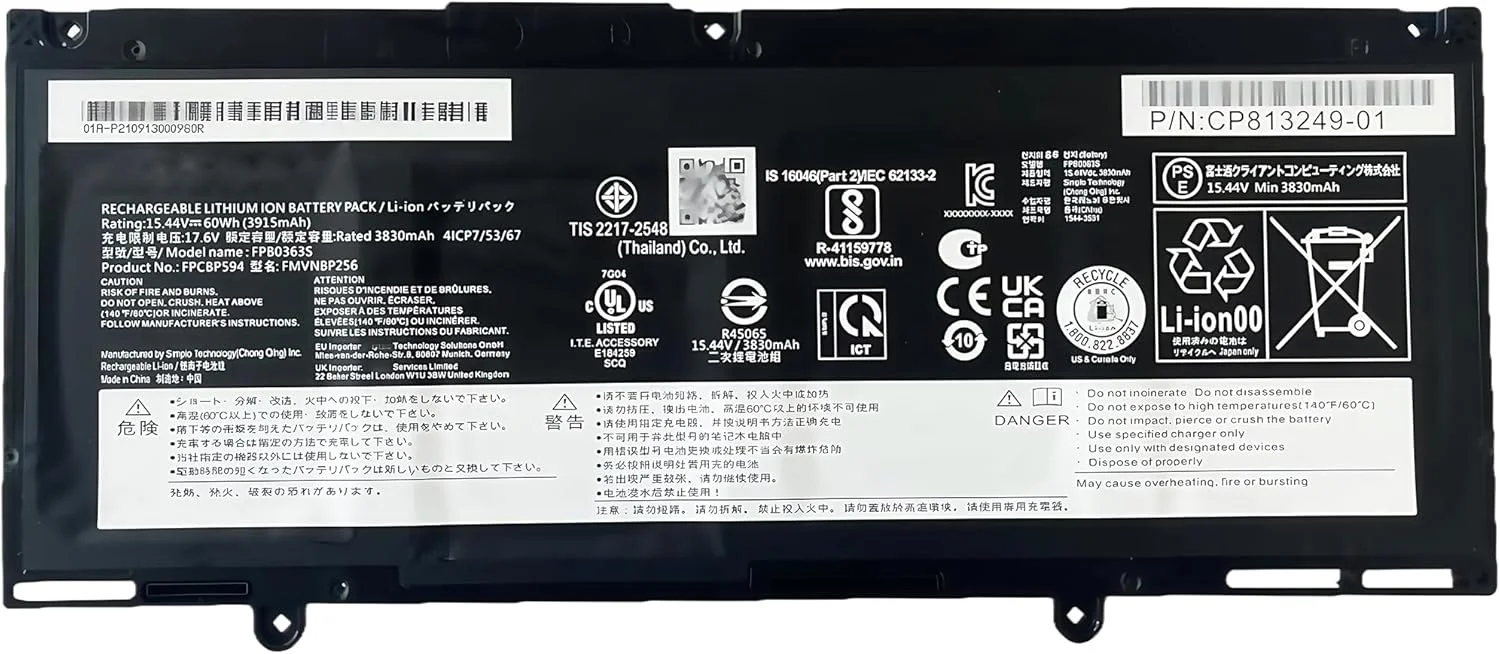 باتری لپ تاپ جایگزین 60Wh FPB0363S FMVNBP256 FPCBP594 برای Fujitsu LifeBook U7312 U7412 E4412 E5412A E5412 سری E5412، 3915mAh 15.44V با عملکرد بالا باتری لپ تاپ جایگزین 60Wh FPB0363S FMVNBP256 FPCBP594 برای Fujitsu LifeBook U7312 U7412 E4412 E5412A E5412 سری E5412، 3915mAh 15.44V با عملکرد بالا