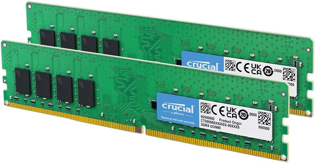 کیت رم کروشیال 32 گیگابایتی DDR4 (2x16GB)، 3200 مگاهرتز (PC4-25600) CL22 حافظه دسکتاپ، UDIMM 288-Pin، قابلیت کاهش سرعت به 2933/2666 مگاهرتز، سازگار با اینتل و AMD Ryzen - CT2K16G4DFRA32A