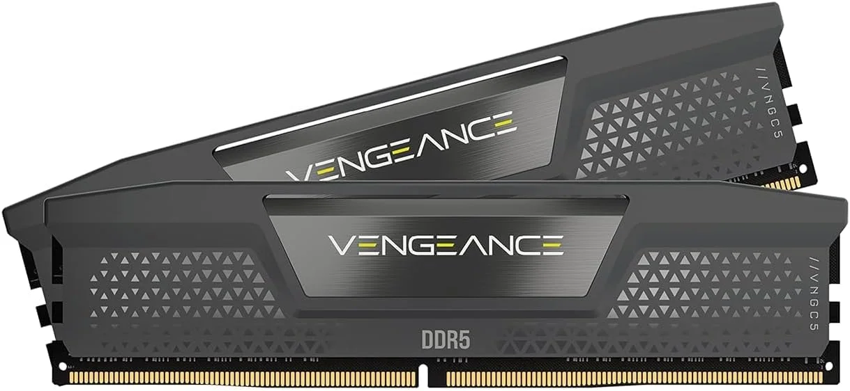 حافظه رم کامپیوتر کرسیر Vengeance DDR5 با ظرفیت 64 گیگابایت (2x32GB) DDR5 6000MHz CL30 AMD Expo Intel XMP iCUE سازگار - خاکستری (CMK64GX5M2B6000Z30)