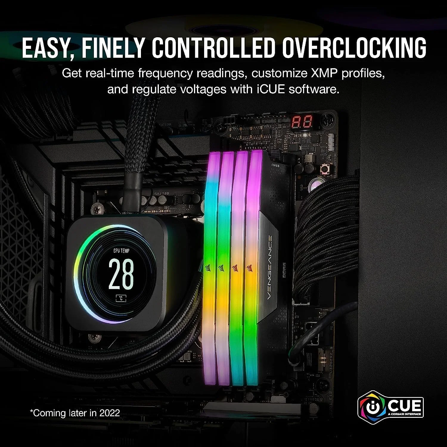 رم کامپیوتر CORSAIR VENGEANCE RGB DDR5 با ظرفیت 32 گیگابایت (2x16GB) و فرکانس 7200 مگاهرتز CL34 سازگار با Intel XMP iCUE - مشکی (CMH32GX5M2X7200C34)