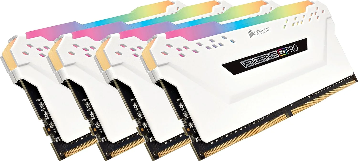 حافظه رم دسکتاپ 32 گیگابایتی (4x8GB) DDR4 3600MHz C18 LED کرسیر Vengeance RGB Pro - سفید، شماره مدل: CMW32GX4M4C3600C18W