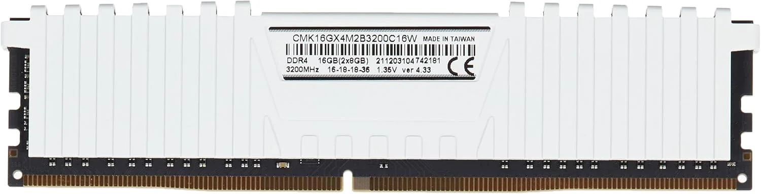 کیت حافظه دسکتاپ 16 گیگابایتی (2x8 گیگابایتی) DDR4 DRAM 3200 مگاهرتز C16 کرسیر Vengeance LPX – سفید (CMK16GX4M2B3200C16W)