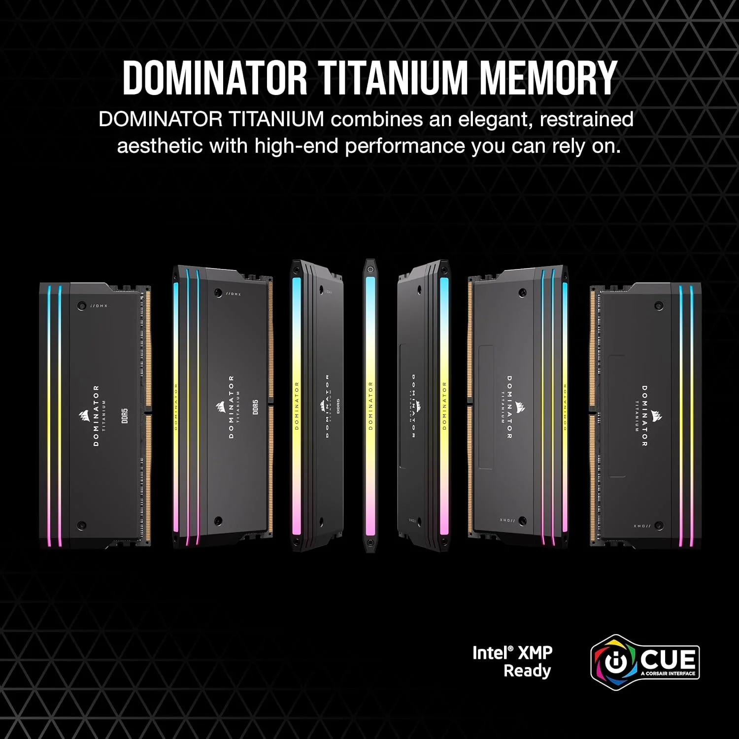رم کامپیوتر CORSAIR Dominator Titanium RGB DDR5 با ظرفیت 64 گیگابایت (4x16GB) DDR5 6000MHz CL36 Intel XMP iCUE سازگار - مشکی (CMP64GX5M4B6000C36)