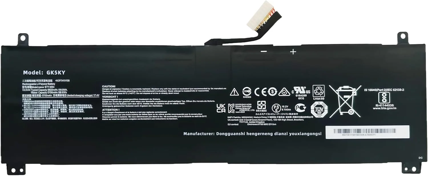 باتری لپ تاپ 90Wh BTY-M54 با ظرفیت 5922mAh و 4 سلولی 15.2V جایگزین برای MSI Creator Z16 A11UE A11UET A12UGST / برای Creator Z17 A12UGST A12UHST A12UHT Series 925QA054H 41CP7/41/138 با عملکرد بالا باتری لپ تاپ 90Wh BTY-M54 با ظرفیت 5922mAh و 4 سلولی 15.2V جایگزین برای MSI Creator Z16 A11UE A11UET A12UGST / برای Creator Z17 A12UGST A12UHST A12UHT Series 925QA054H 41CP7/41/138 با عملکرد بالا