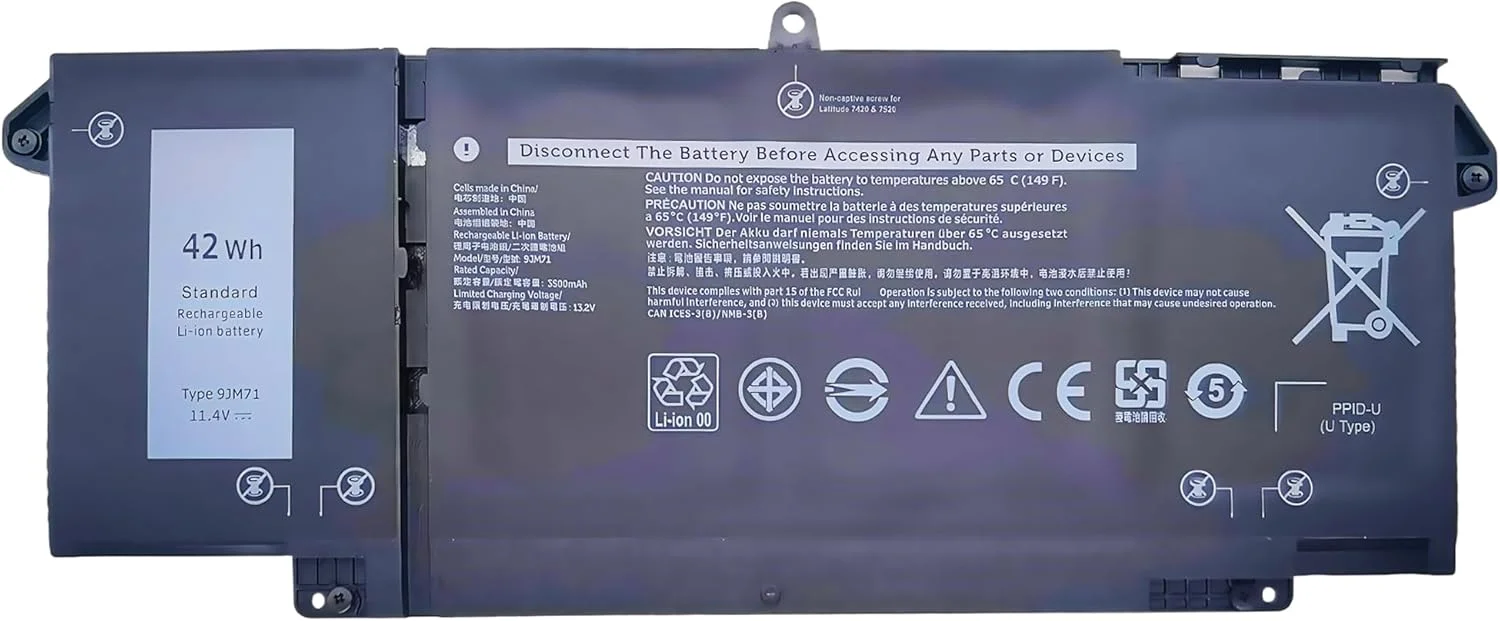 باتری 42Wh 9JM71 جایگزین برای دل Latitude 5320 7320 7420 7520 5320 2-in-1 7320 2-in-1 7420 2-in-1 133G P134G P135G P136G P138G P139G P110F 7FMXV 4M1JN 1PP63 با عملکرد بالا باتری 42Wh 9JM71 جایگزین برای دل Latitude 5320 7320 7420 7520 5320 2-in-1 7320 2-in-1 7420 2-in-1 133G P134G P135G P136G P138G P139G P110F 7FMXV 4M1JN 1PP63 با عملکرد بالا