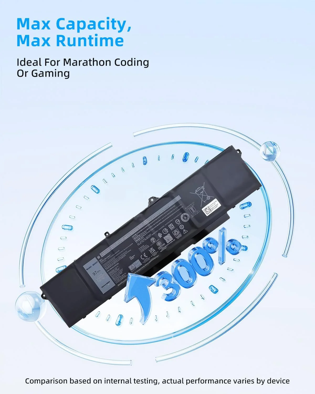 باتری لپ تاپ 97Wh 9JRV0 جایگزین برای نوت بوک های سری Dell 05RGW با عملکرد بالا