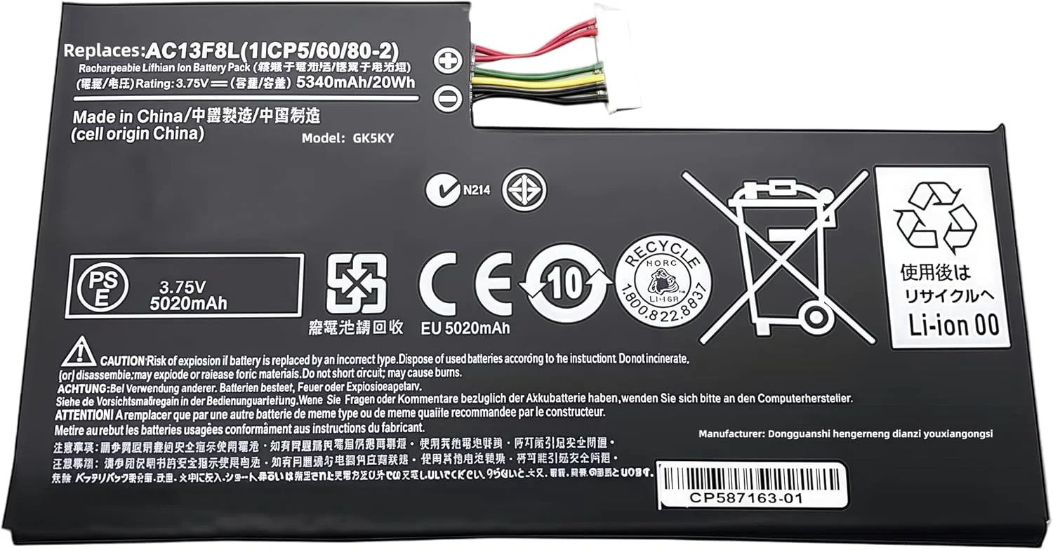 باتری جایگزین 20Wh C13F3L AC13F8L برای تبلت ایسر Iconia Tab A1-A810 A1-A811 مدل W4-820P W4-820 1ICP5/60/80-2 با عملکرد بالا