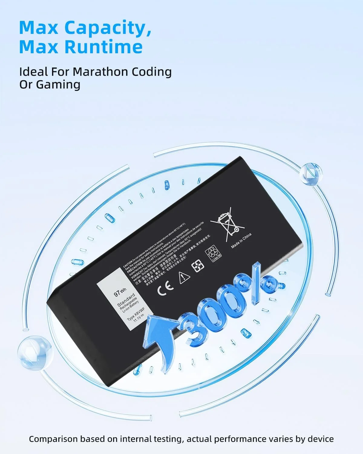 باتری 97Wh X8VWF جایگزین برای لپ تاپ های Dell Latitude 14 Rugged Extreme 7404 7414 E7404, Latitude 14 Rugged 5404 5414 E5404 P45G P46G P45G001 P46G001 با عملکرد بالا 4XKN5 CJ2K1 DKNKD