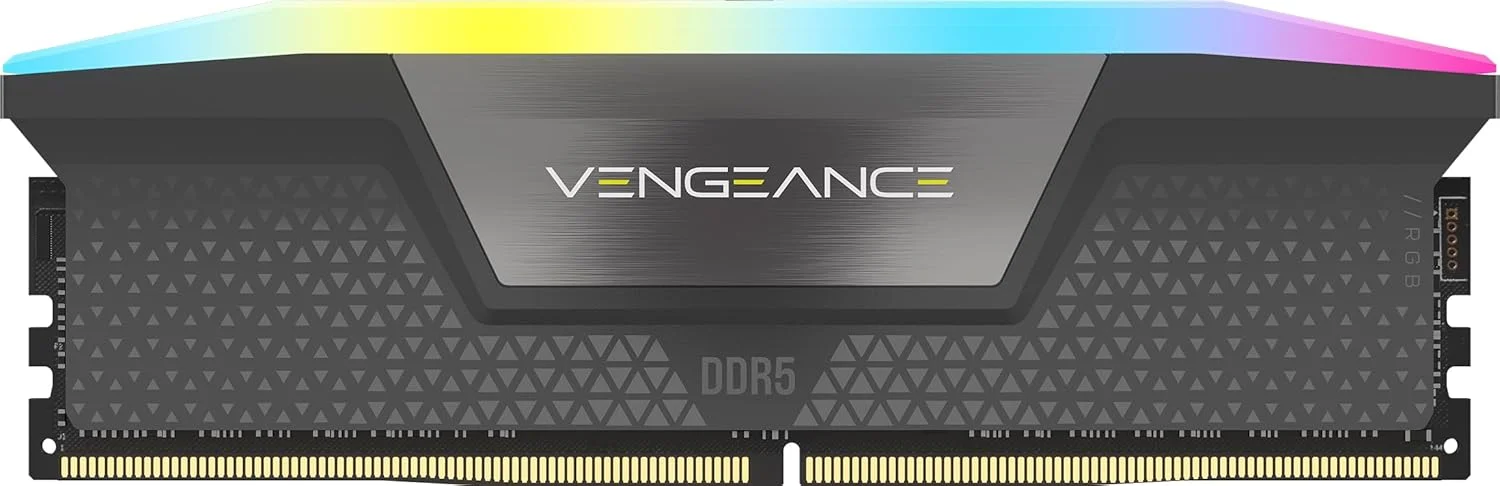 رم کامپیوتر دسکتاپ CORSAIR Vengeance RGB DDR5 با ظرفیت 16 گیگابایت (1x16GB) فرکانس 5200 مگاهرتز CL40-40-40-77 ولتاژ 1.25 ولت AMD Expo Intel XMP 3.0 - خاکستری (CMH16GX5M1B5200Z40)