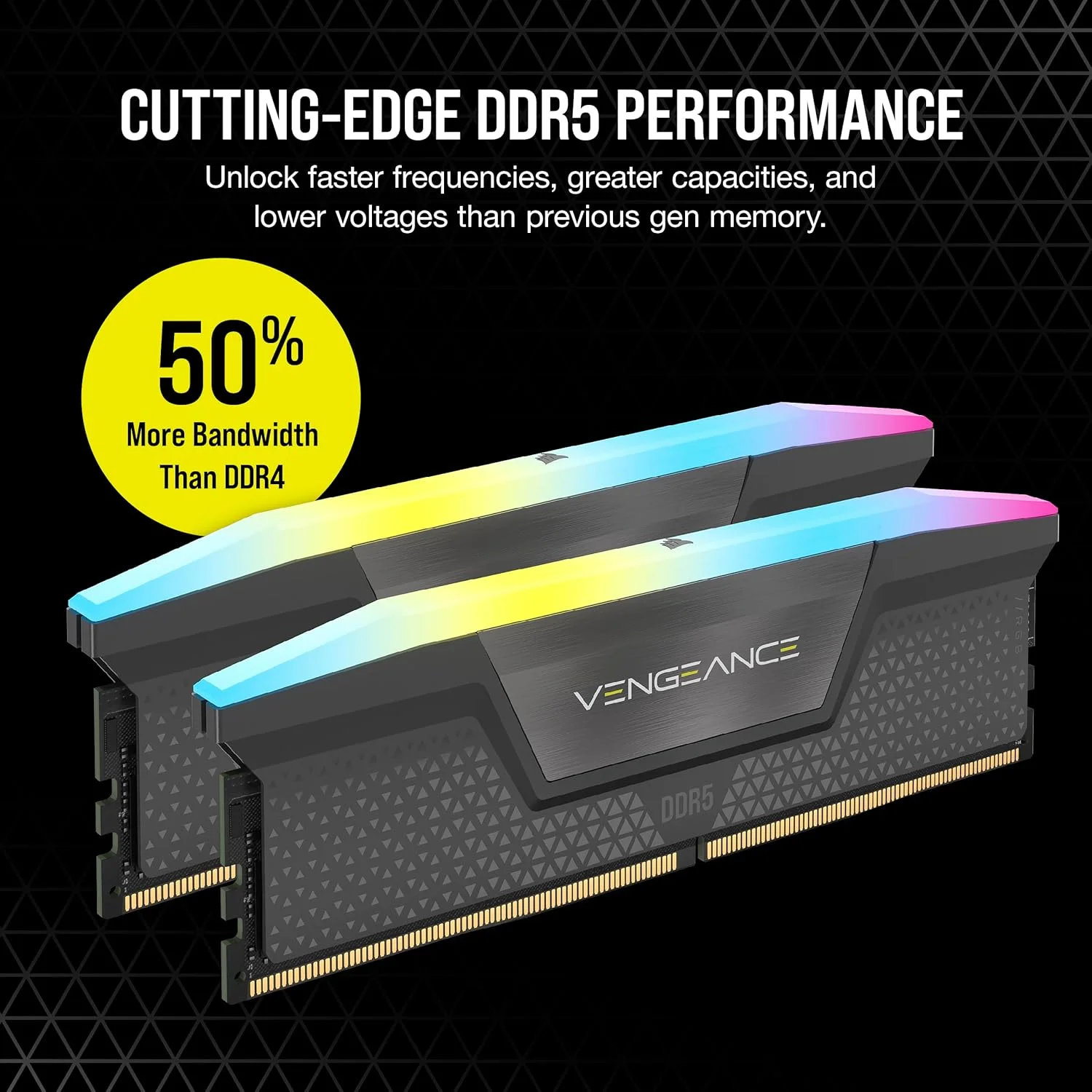 رم کامپیوتر دسکتاپ CORSAIR Vengeance RGB DDR5 با ظرفیت 16 گیگابایت (1x16GB) فرکانس 5200 مگاهرتز CL40-40-40-77 ولتاژ 1.25 ولت AMD Expo Intel XMP 3.0 - خاکستری (CMH16GX5M1B5200Z40)