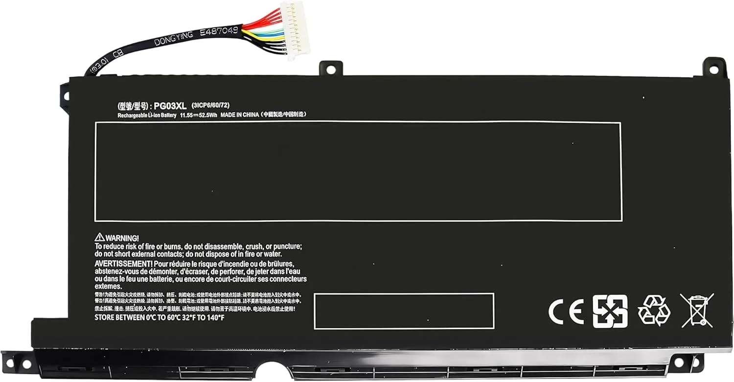 باتری لپ تاپ 65Wh PG03XL 831532-421 جایگزین برای HP Spectre X360 15-AP012DX 15-AP011DX 15-AP000NA 15-AP000NX 15-AP001NF 15-AP002NG Series 831532-422 HSTNN-LB7C 831758-005 11.55V 5680mAh