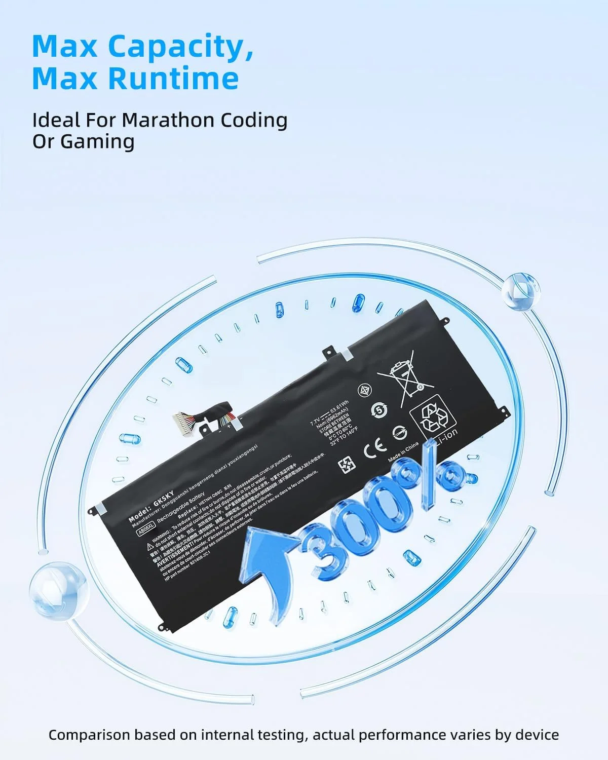 باتری لپ تاپ 53.61Wh AB06XL 921438-855 جایگزین برای سری HP Envy 13-AD 921408-271 با عملکرد بالا باتری لپ تاپ 53.61Wh AB06XL 921438-855 جایگزین برای سری HP Envy 13-AD 921408-271 با عملکرد بالا