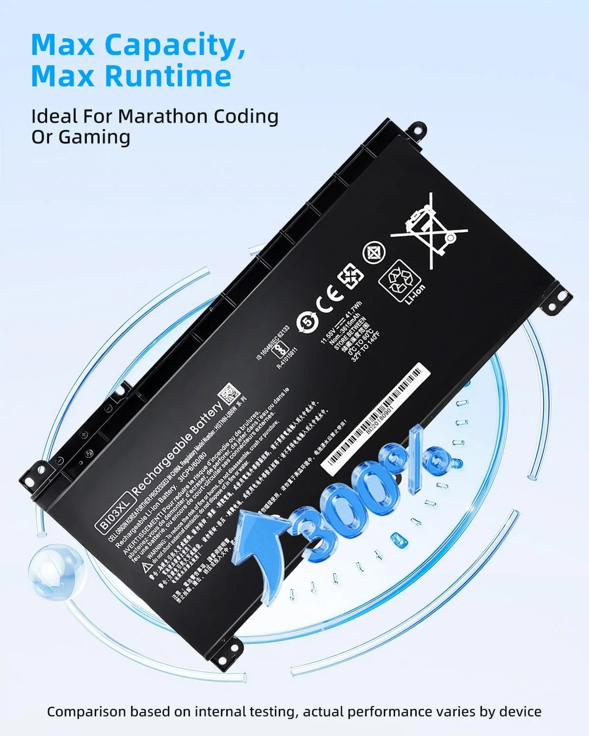 باتری لپ تاپ 41.7WH BI03XL 0N03XL 844203-850 844203-855 مناسب برای HP Pavilion X360 m3-u m3-u001dx 13-u HSTNN-UB6W HSTNN-LB7P 915486-855 915230-541 و HP Stream 14-ax000 14-ax010wm باتری لپ تاپ 41.7WH BI03XL 0N03XL 844203-850 844203-855 مناسب برای HP Pavilion X360 m3-u m3-u001dx 13-u HSTNN-UB6W HSTNN-LB7P 915486-855 915230-541 و HP Stream 14-ax000 14-ax010wm