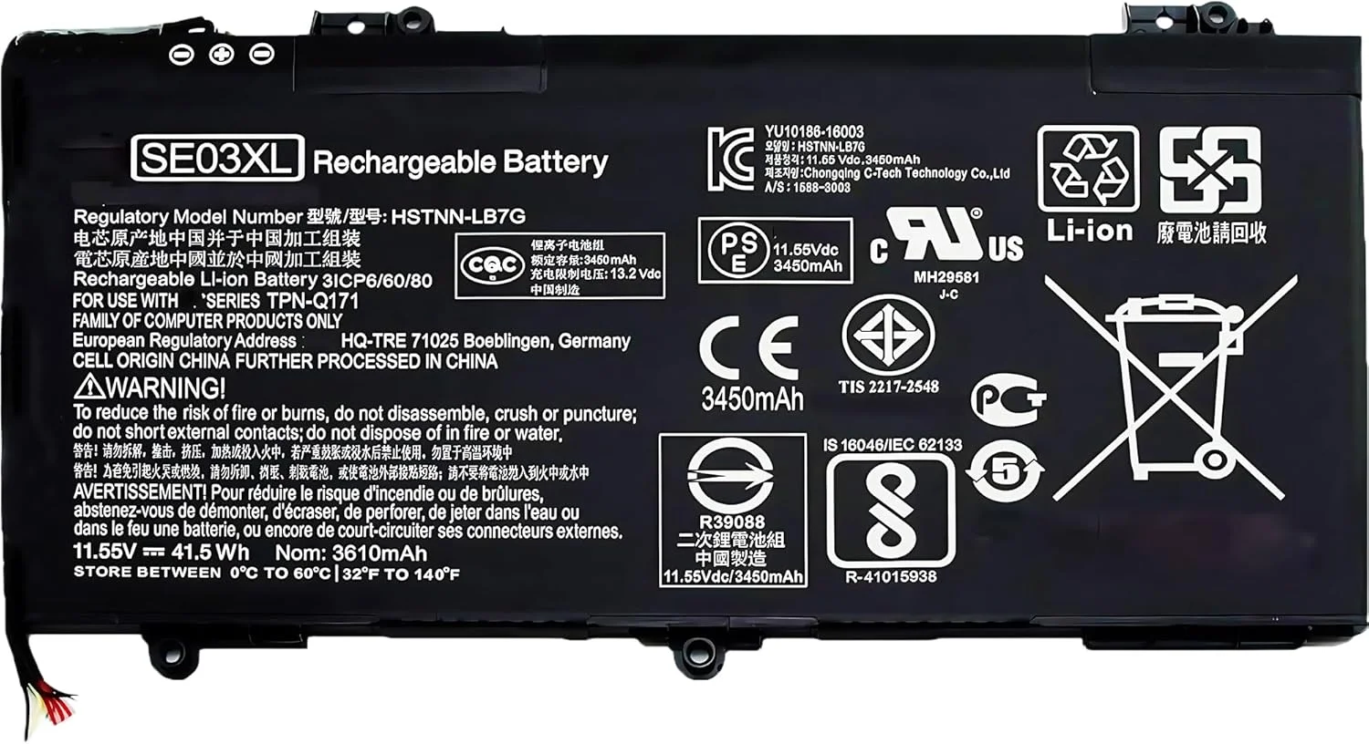 باتری لپ تاپ 41.5Wh SE03XL 849568-421 849908-850 جایگزین برای HP Pavilion 14-AL100 14-AL003TU 14-AL125TX AL070TX 14-AL139TX 14-AL165TX سری Notebook TPN-Q171 HSTNN-LB7G HSTNN-UB6Z 11.55V باتری لپ تاپ 41.5Wh SE03XL 849568-421 849908-850 جایگزین برای HP Pavilion 14-AL100 14-AL003TU 14-AL125TX AL070TX 14-AL139TX 14-AL165TX سری Notebook TPN-Q171 HSTNN-LB7G HSTNN-UB6Z 11.55V