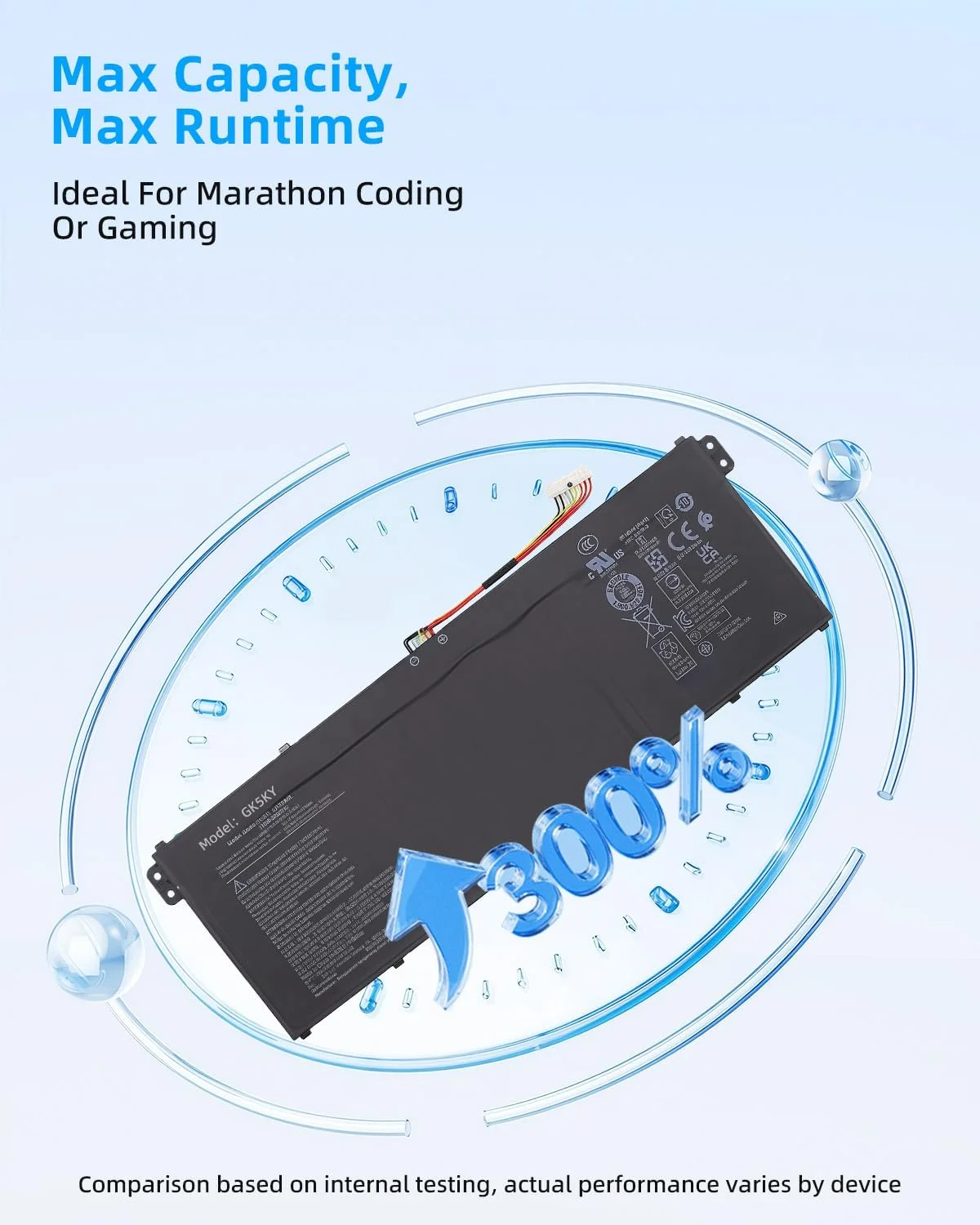 باتری لپ تاپ 53.02Wh AP23A5L با ظرفیت 4590mAh و ولتاژ 11.55V، جایگزینی برای سری Acer Aspire 15 A15-41M A15-51M A15-51M-544F با عملکرد بالا