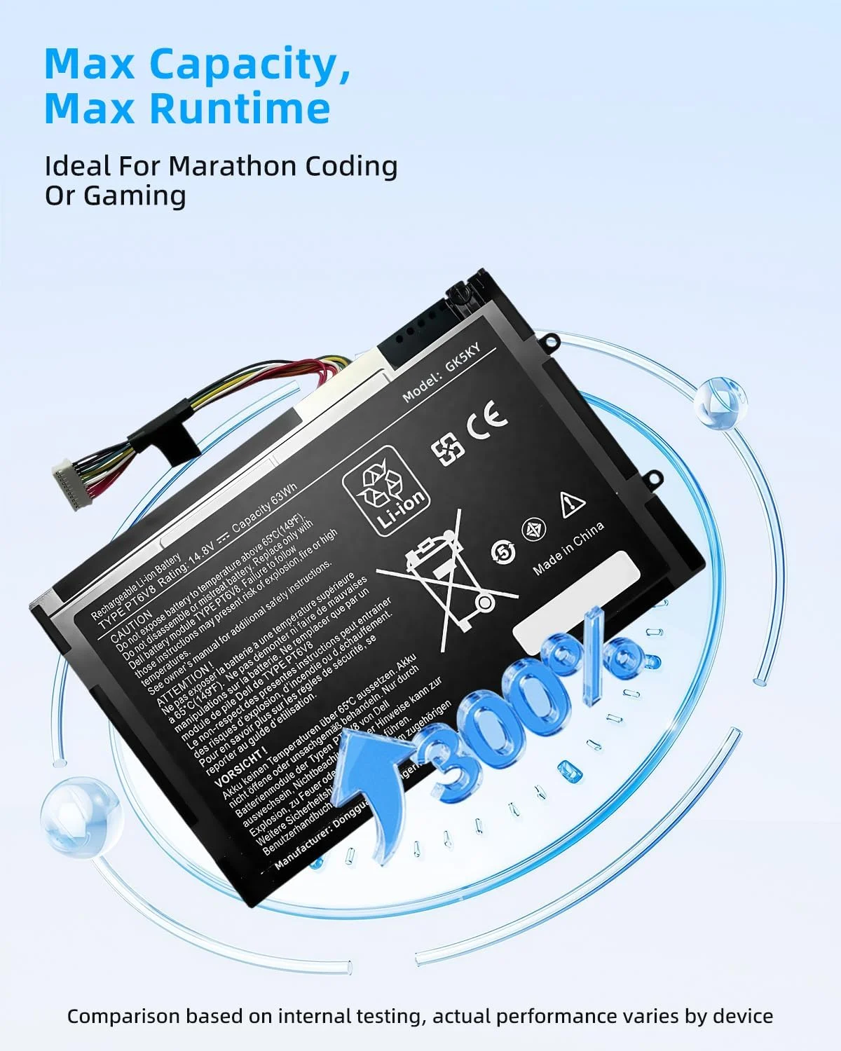 باتری 63WH مدل PT6V8 مناسب برای دل 08P6X6 0DKK25 0PT6V8 0T7YJR 312-0984 8P6X6 999T2086F DKK25 KR08P6X6 KR-08P6X6 P06T T7YJR با عملکرد بالا باتری 63WH مدل PT6V8 مناسب برای دل 08P6X6 0DKK25 0PT6V8 0T7YJR 312-0984 8P6X6 999T2086F DKK25 KR08P6X6 KR-08P6X6 P06T T7YJR با عملکرد بالا