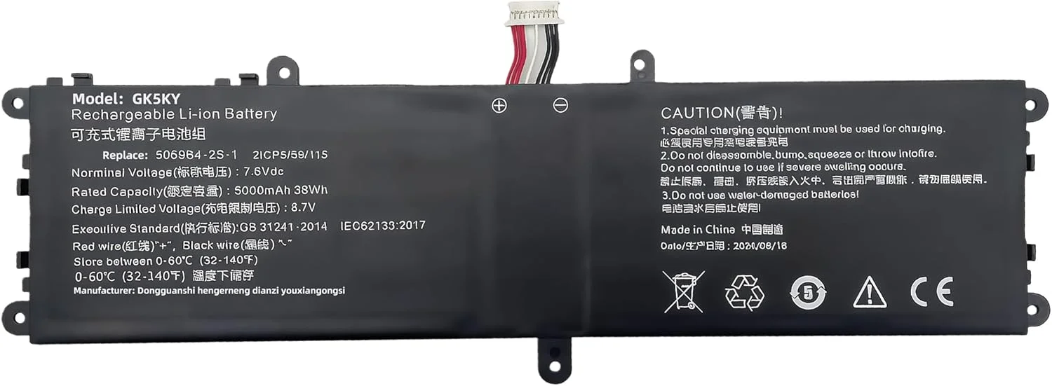 باتری جایگزین 38W5059B4-2S-1 برای Chuwi CWI528 13.3 اینچی برای GemiBook/CWI529 14 اینچی برای سری Gemibook Pro 5059B4-2S 505979-3S1P-1 با عملکرد بالا