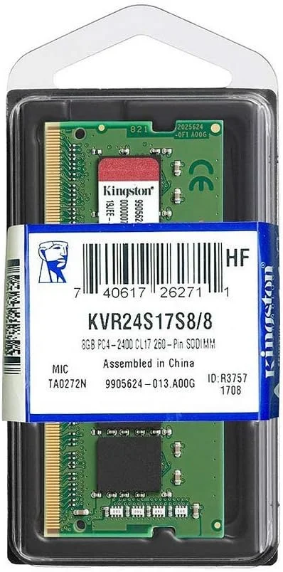 کینگستون تکنولوژی (KVR24S17S8/8) ValueRAM رم 8 گیگابایت 2400 مگاهرتز DDR4 Non-ECC CL17 SODIMM 1Rx8