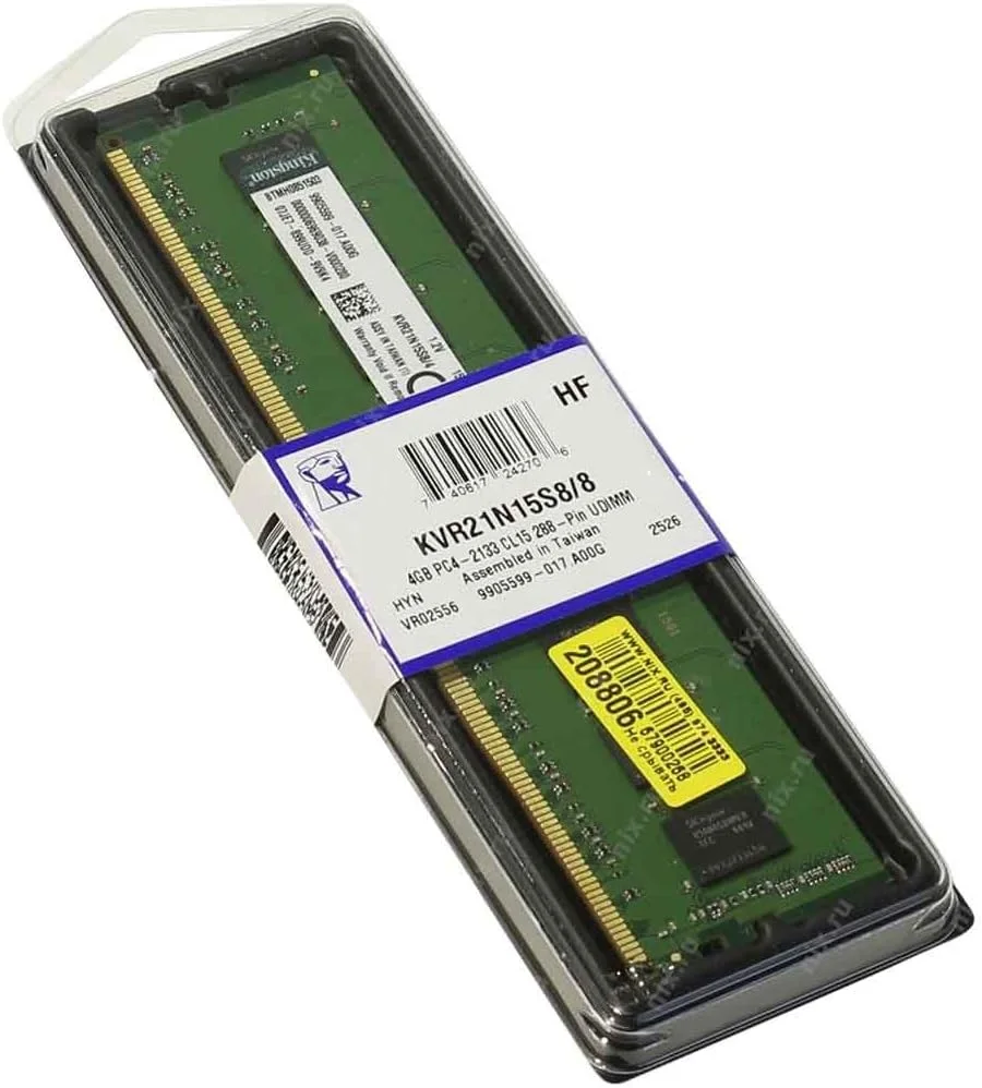 کینگستون ValueRAM حافظه رم دسکتاپ 8 گیگابایت 2133 مگاهرتز DDR4 Non-ECC CL15 DIMM تک ردیفه (KVR21N15S8/8)