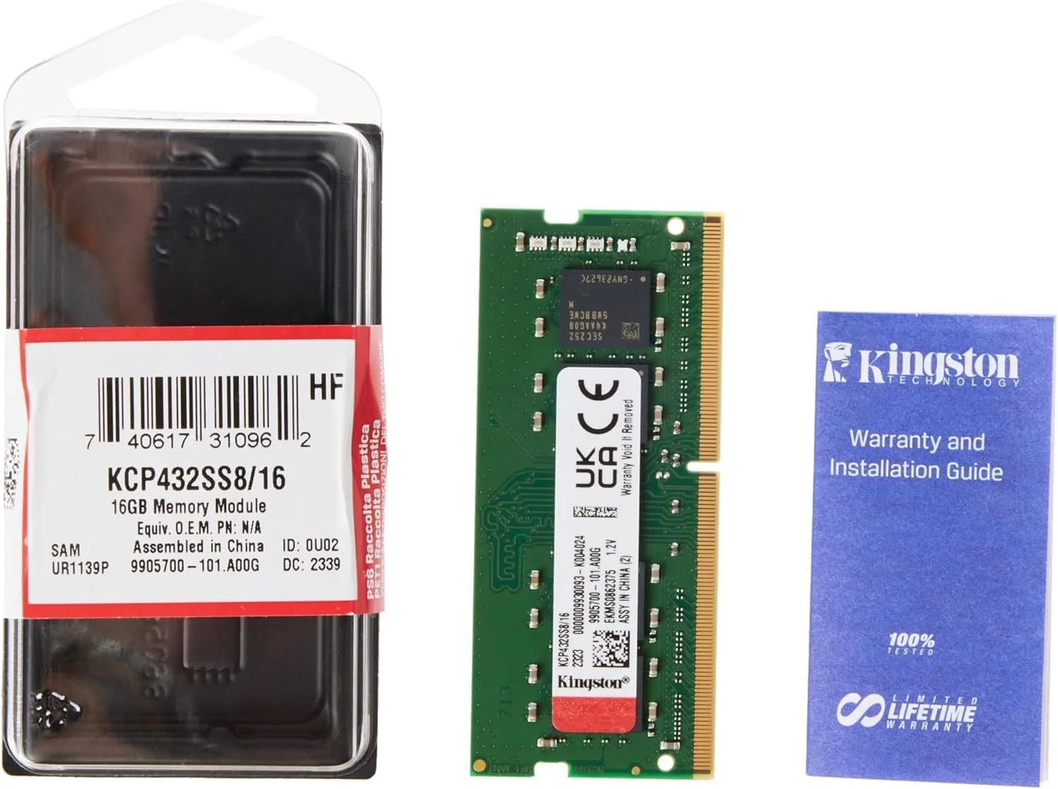 حافظه کینگستون 16 گیگابایت DDR4 3200MT/s تک کاناله SODIMM مدل KCP432SS8/16 مناسب لپ تاپ