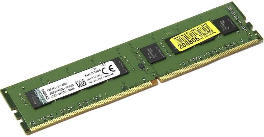 کینگستون ValueRAM حافظه رم دسکتاپ 8 گیگابایت 2133 مگاهرتز DDR4 Non-ECC CL15 DIMM تک ردیفه (KVR21N15S8/8)