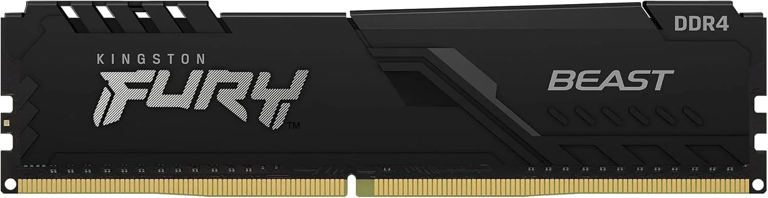 رم دسکتاپ کینگستون FURY Beast با ظرفیت 16 گیگابایت، سرعت 3200 مگاهرتز، DDR4، CL16، تک کاناله مدل KF432C16BB/16، مشکی