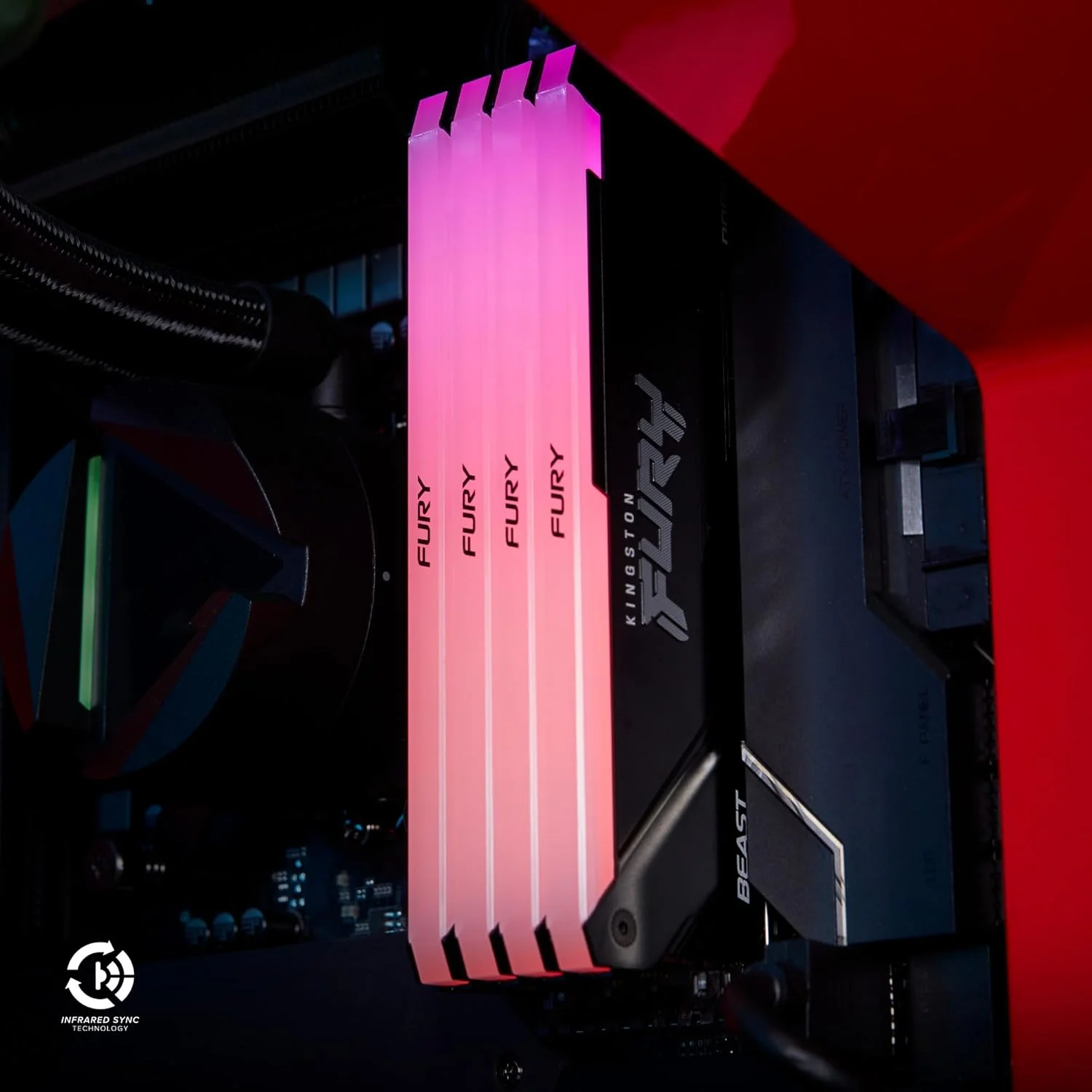 حافظه کامپیوتر کینگستون Fury Beast RGB با ظرفیت 8 گیگابایت، سرعت 2666MT/s، DDR4 CL16 DIMM مدل KF426C16BB2A/8