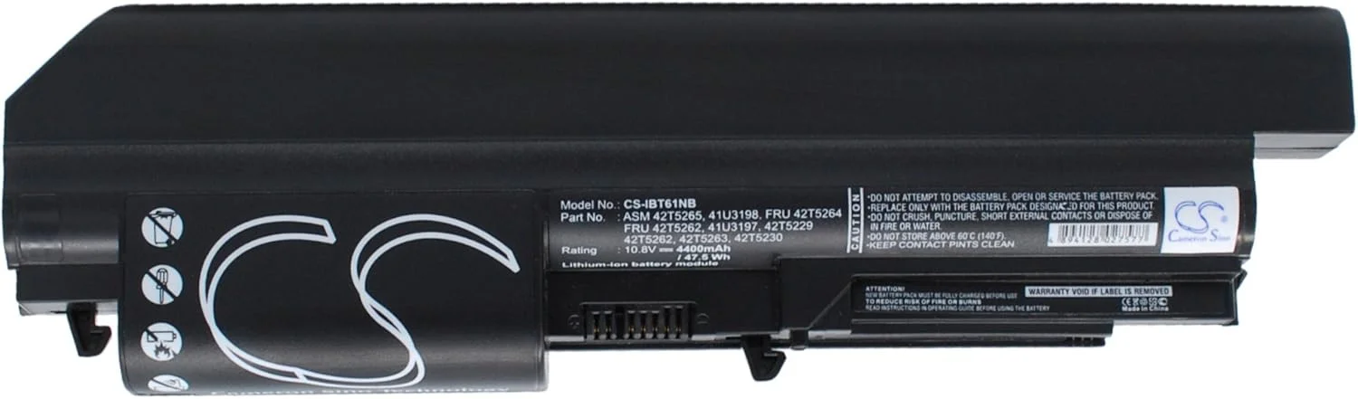 باتری جایگزین جدید Cameron Sino CS برای Thinkpad R400، ThinkPad R400 7443، ThinkPad R61 7732، (4400mAh) 41U3197، 41U3198، 42T5229، 42T5230، 42T5262، 42T5263، ASM 42T5265، FRU 42T5262