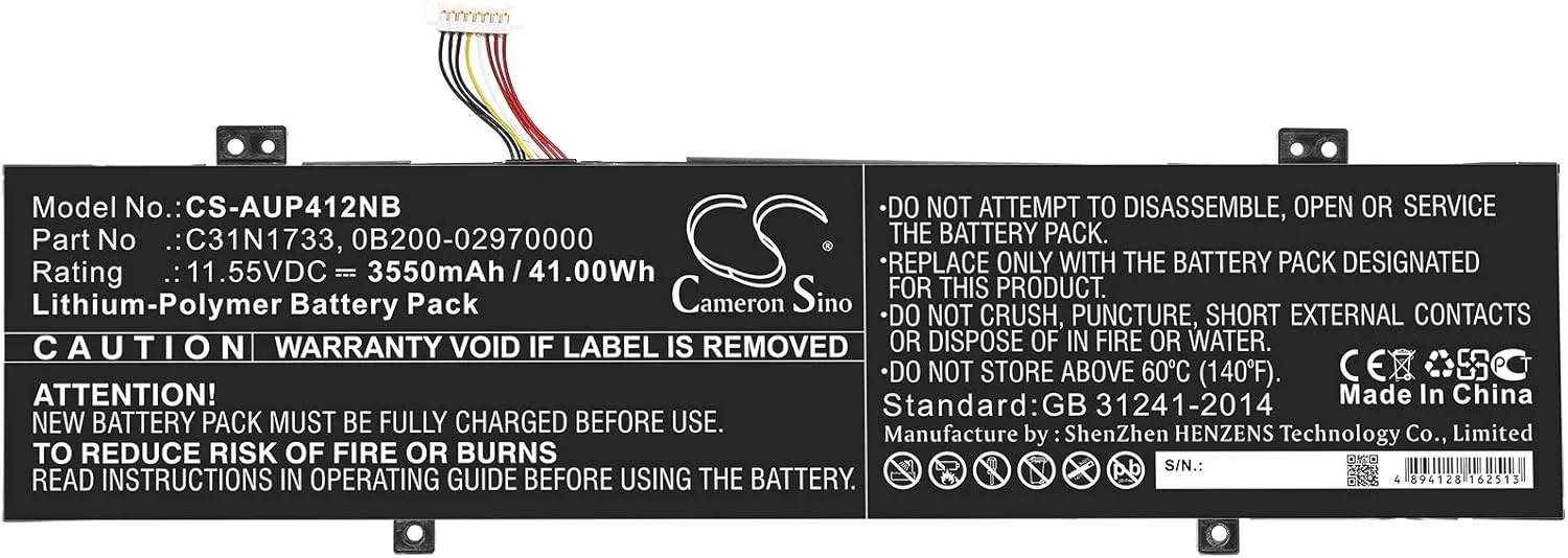 باتری جایگزین جدید Cameron Sino CS برای TP412FA, TP412FA-DB72T, VivoBook Flip 14 TP412UA-S8130, VivoBook Flip 14 TP412UA-XB51T, VivoBook Flip 14TP412UA-EC140T (3550mAh) 0B200-02970000, C31N1733