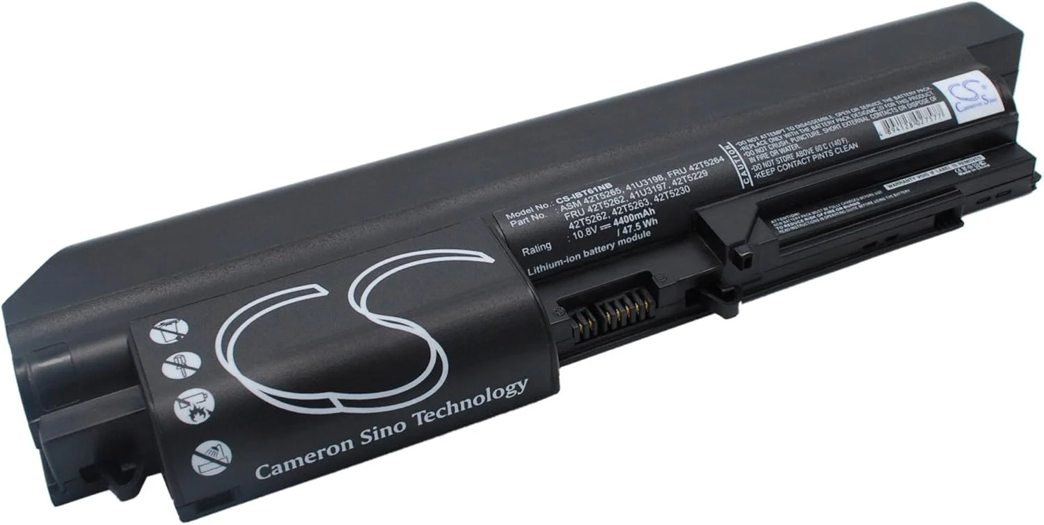 باتری جایگزین جدید Cameron Sino CS برای Thinkpad R400، ThinkPad R400 7443، ThinkPad R61 7732، (4400mAh) 41U3197، 41U3198، 42T5229، 42T5230، 42T5262، 42T5263، ASM 42T5265، FRU 42T5262