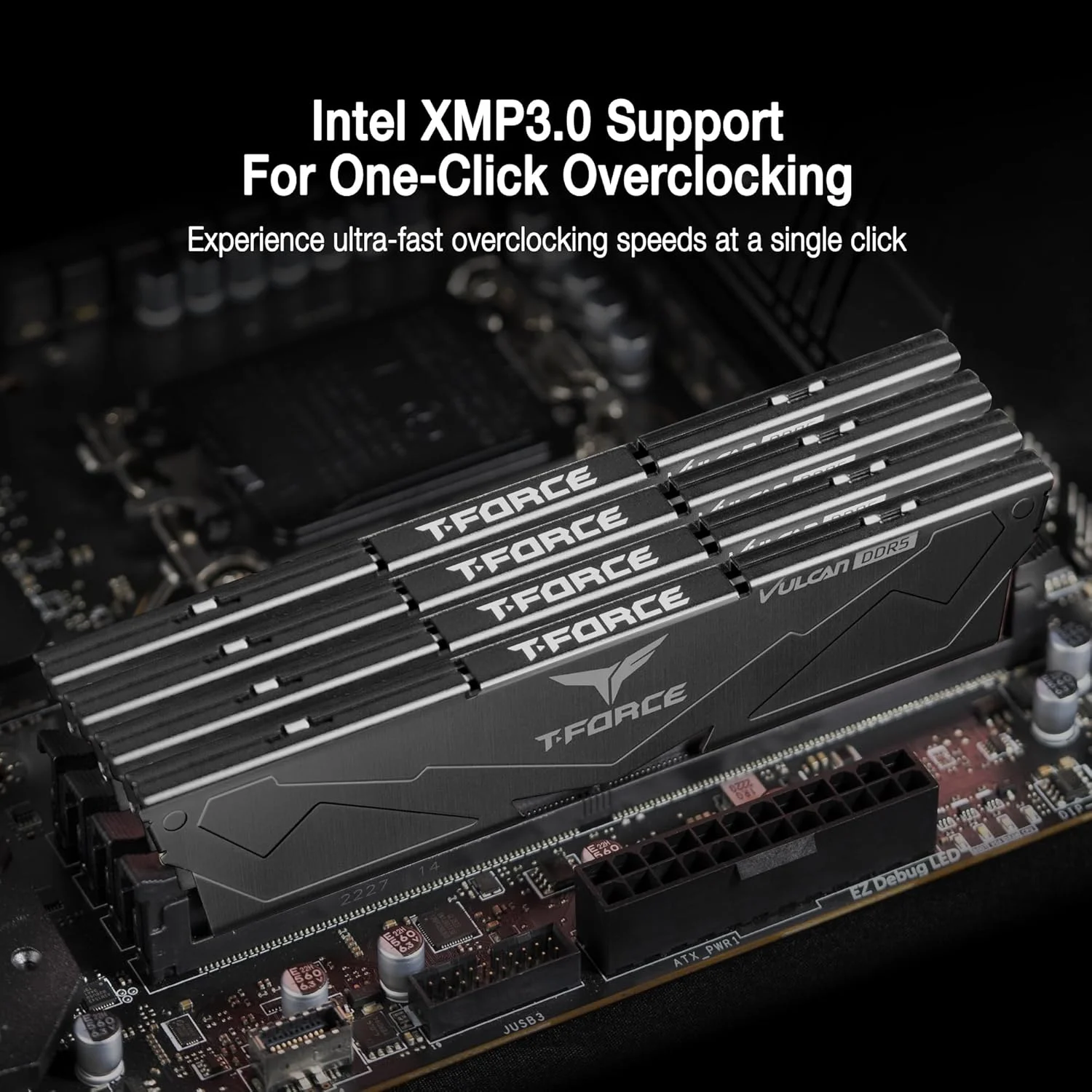 رم دسکتاپ TEAMGROUP T-Force Vulcan DDR5 32GB (2x16GB) 6000MHz (PC5-48000) CL38 (مشکی) برای چیپست سری 600 700 XMP 3.0