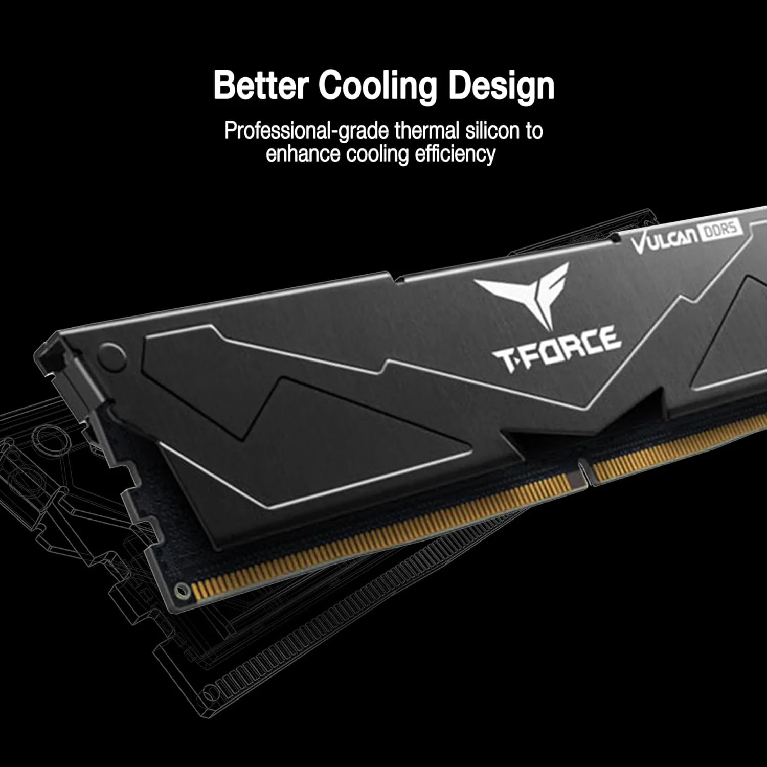 رم دسکتاپ TEAMGROUP T-Force Vulcan DDR5 32GB (2x16GB) 6000MHz (PC5-48000) CL38 (مشکی) برای چیپست سری 600 700 XMP 3.0