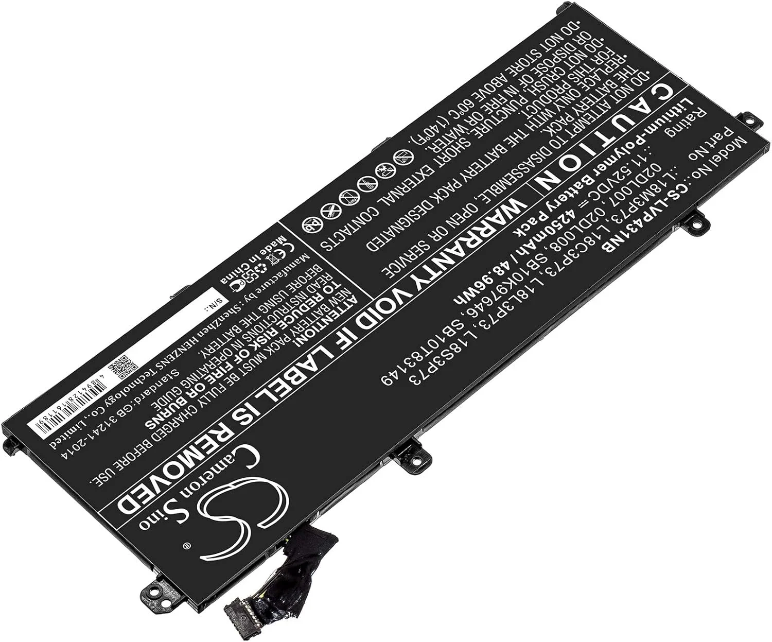 باتری جایگزین جدید Cameron Sino CS برای ThinkPad P43s، ThinkPad P43s-20RH001FGE، ThinkPad P43s-20RHA001CD، (4250mAh) 02DL007، 02DL008، 3ICP5/80/73، 5B10W13905، 5B10W13906، L18C3P73