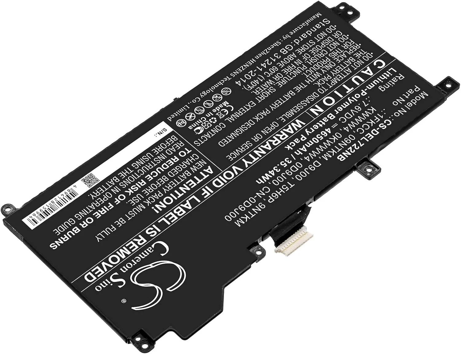 باتری جایگزین جدید Cameron Sino CS برای Latitude 12 7200، Latitude 7200 2-in-1 (4650mAh) 09NTKM، 0D9J00، 0KWWW4، 1FKCC، 9NTKM، CN-0D9J00، D9J00، KWWW4، T5H6P