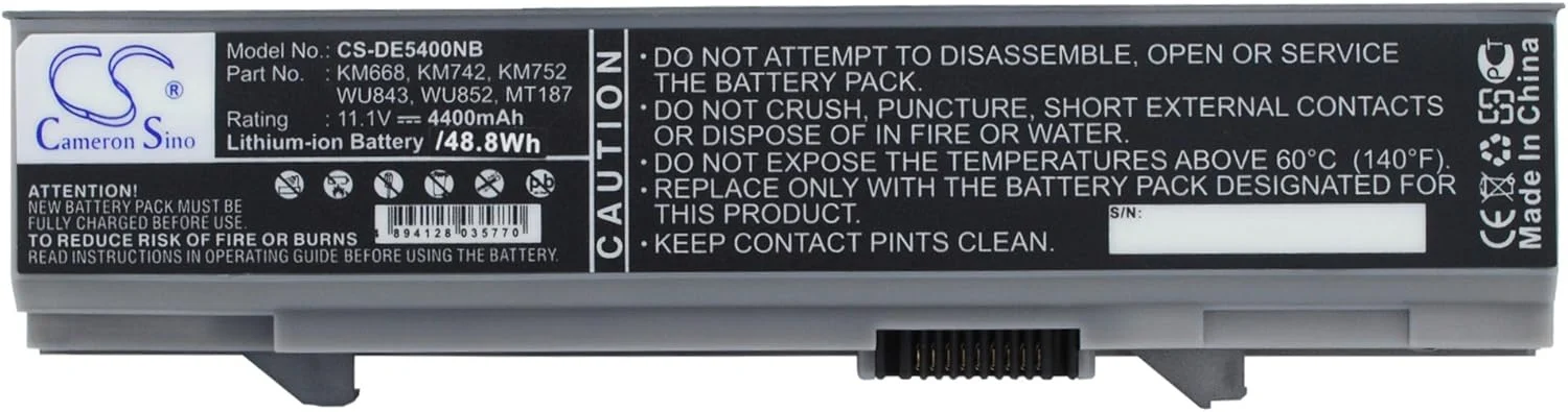 باتری جایگزین جدید کمراون سینو مدل CS برای Latitude E5400, Latitude E5400n, PP32LB (4400mAh) 312-0762, PW651, RM649, RM656, RM661, RM668, RM672, RM677, T749D, U116D, U725H