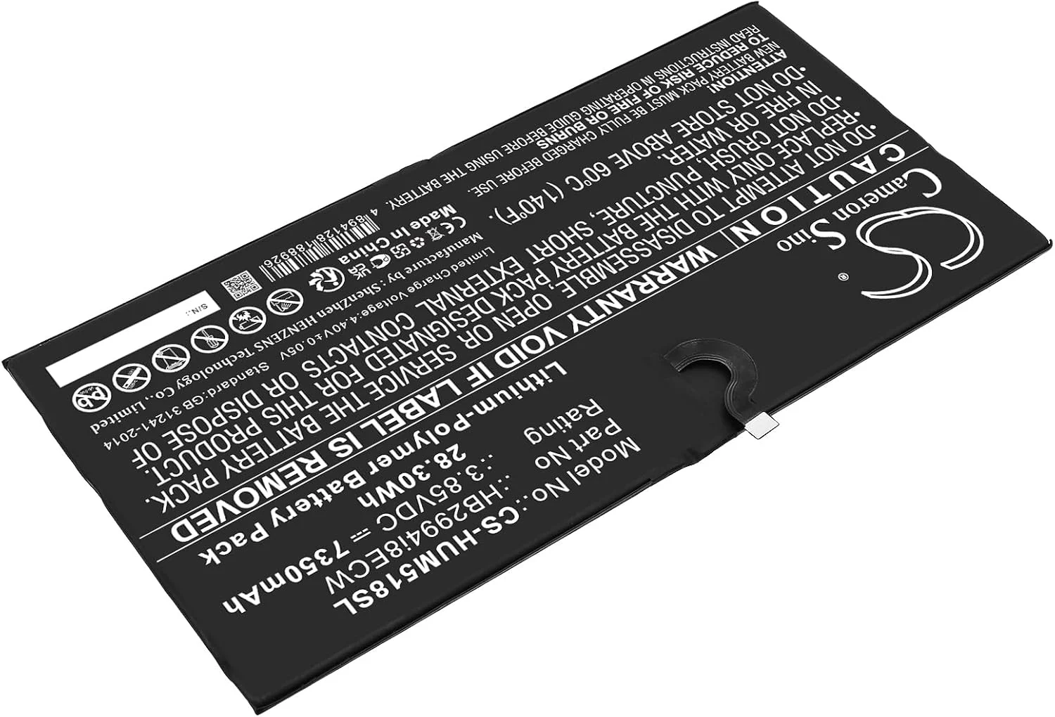 باتری جایگزین 7350mAh جدید Cameron Sino برای CMR-AL09، CMR-AL19، CMR-W09، MediaPad M5 10.8، MediaPad M5 Pro 10.8