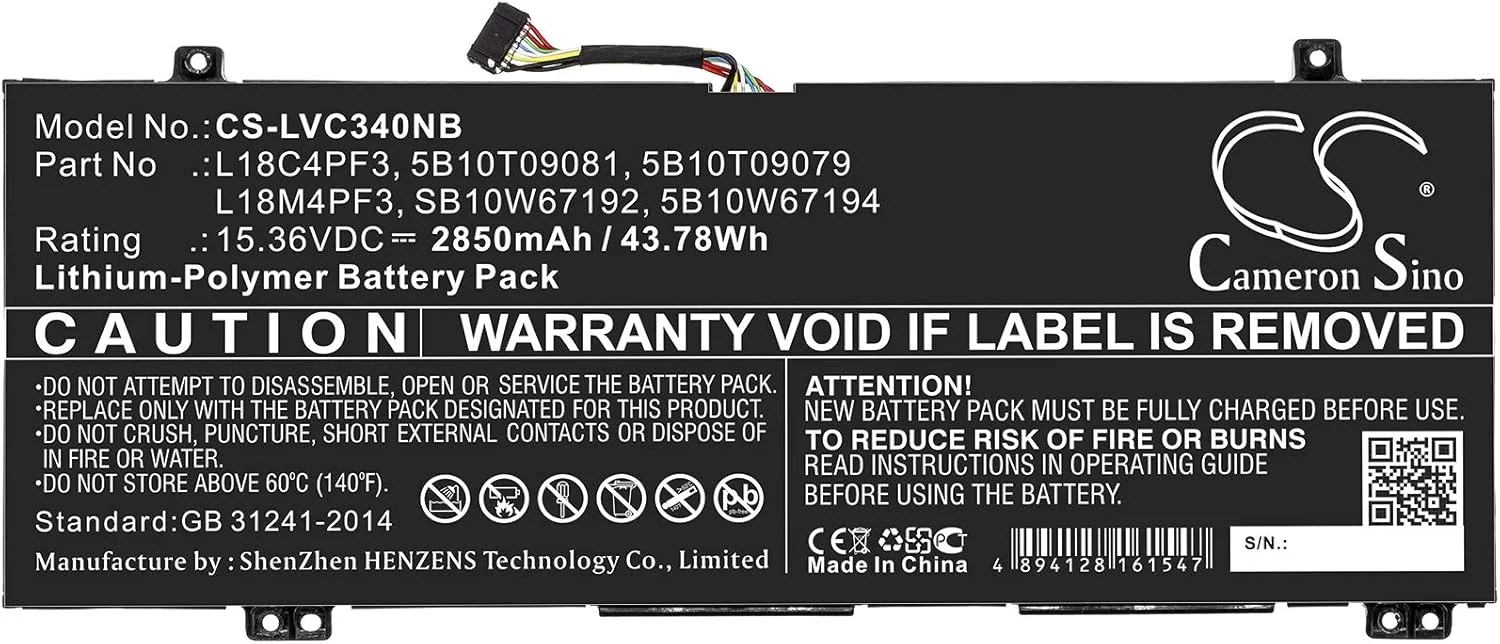 باتری جایگزین جدید Cameron Sino CS برای IdeaPad C340-14API، Ideapad C340-14API 81N6004UGE، (2850mAh) 5B10T09079، 5B10T09081، L18C4PF3، L18M4PF3، SB10W67192، SB10W67200، SB10W67311 باتری جایگزین جدید Cameron Sino CS برای IdeaPad C340-14API، Ideapad C340-14API 81N6004UGE، (2850mAh) 5B10T09079، 5B10T09081، L18C4PF3، L18M4PF3، SB10W67192، SB10W67200، SB10W67311