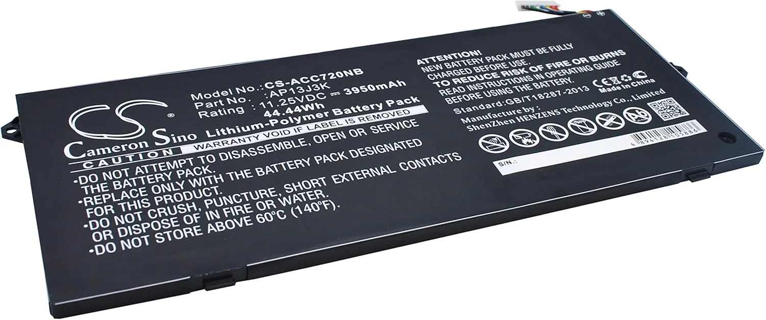 باتری جایگزین جدید Cameron Sino CS برای Chromebook 11 C720 و Chromebook 11 C720P (3950mAh) سازگار با مدل های 31CP5/65/88, 31CP5/67/90, AP13J3K, AP13J3K(3ICP5/67/90), AP13J4K, AP13J4K(3ICP5/65/88), AP13J7K