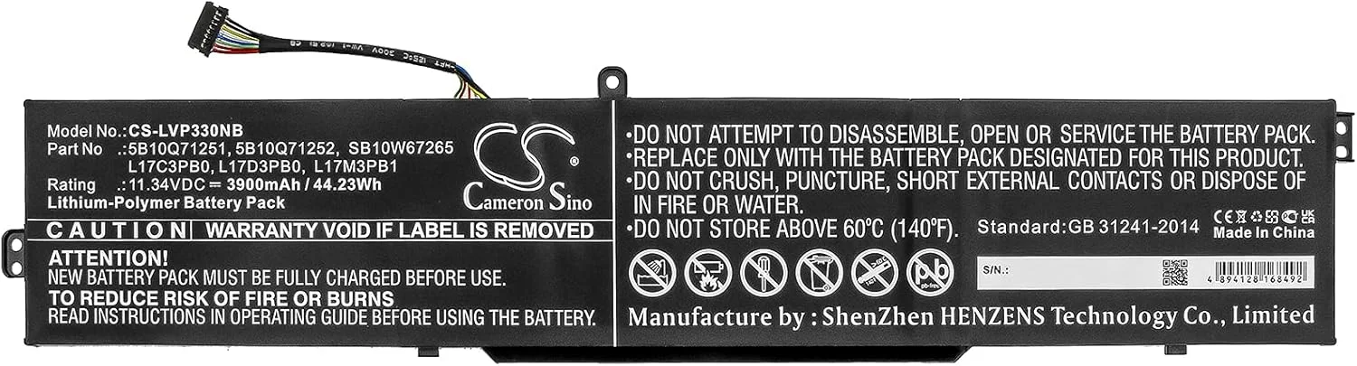 باتری جایگزین جدید کمراون سینو مدل CS برای IdeaPad 330-15ICH، IdeaPad 330-15ICH 81FK008NAU، IdeaPad 330-17ICH(81FL008VGE) (3900mAh) 5B10W67313, 928QA221H, L17C3PB0, L17D3PB0, L17M3PB1, SB10W67265